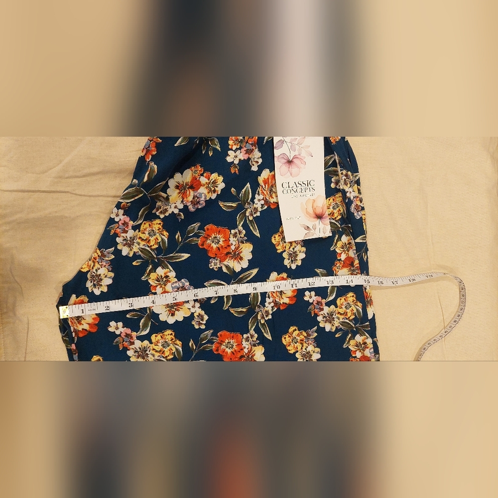 Floral A-Line Pants  in Teal and Orange - Picture 6 of 6